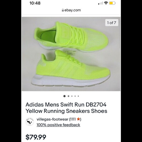 Adidas Mens Swift Run “ Hi-Res Yellow” - Picture 7 of 8